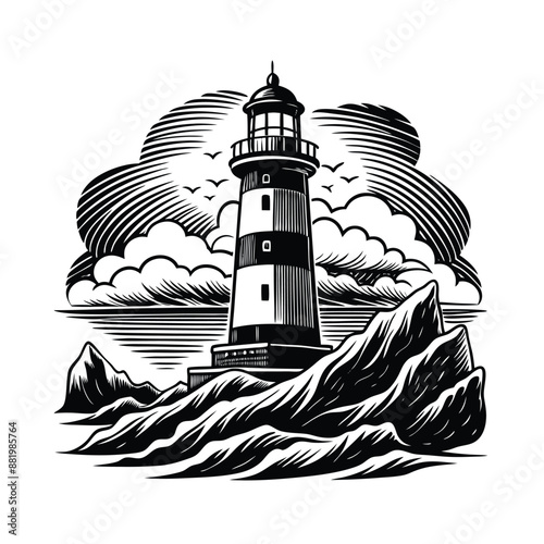 lighthouse silhouette  vector illustration
