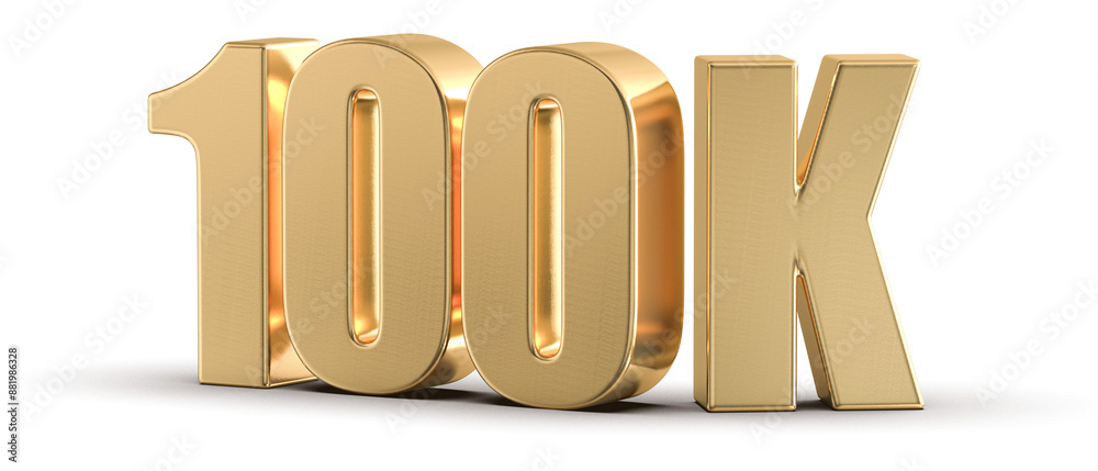 100k Followers Gold Number 3D Render 100k Followers Gold Number 3D Render