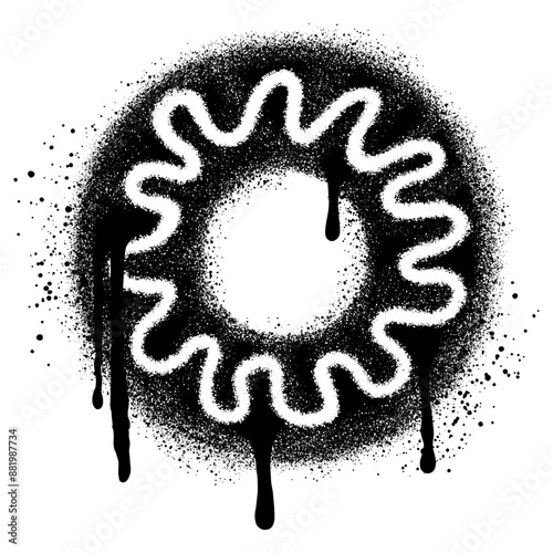 donuts logo in urban graffiti style with black spray paint. vector illustration.
