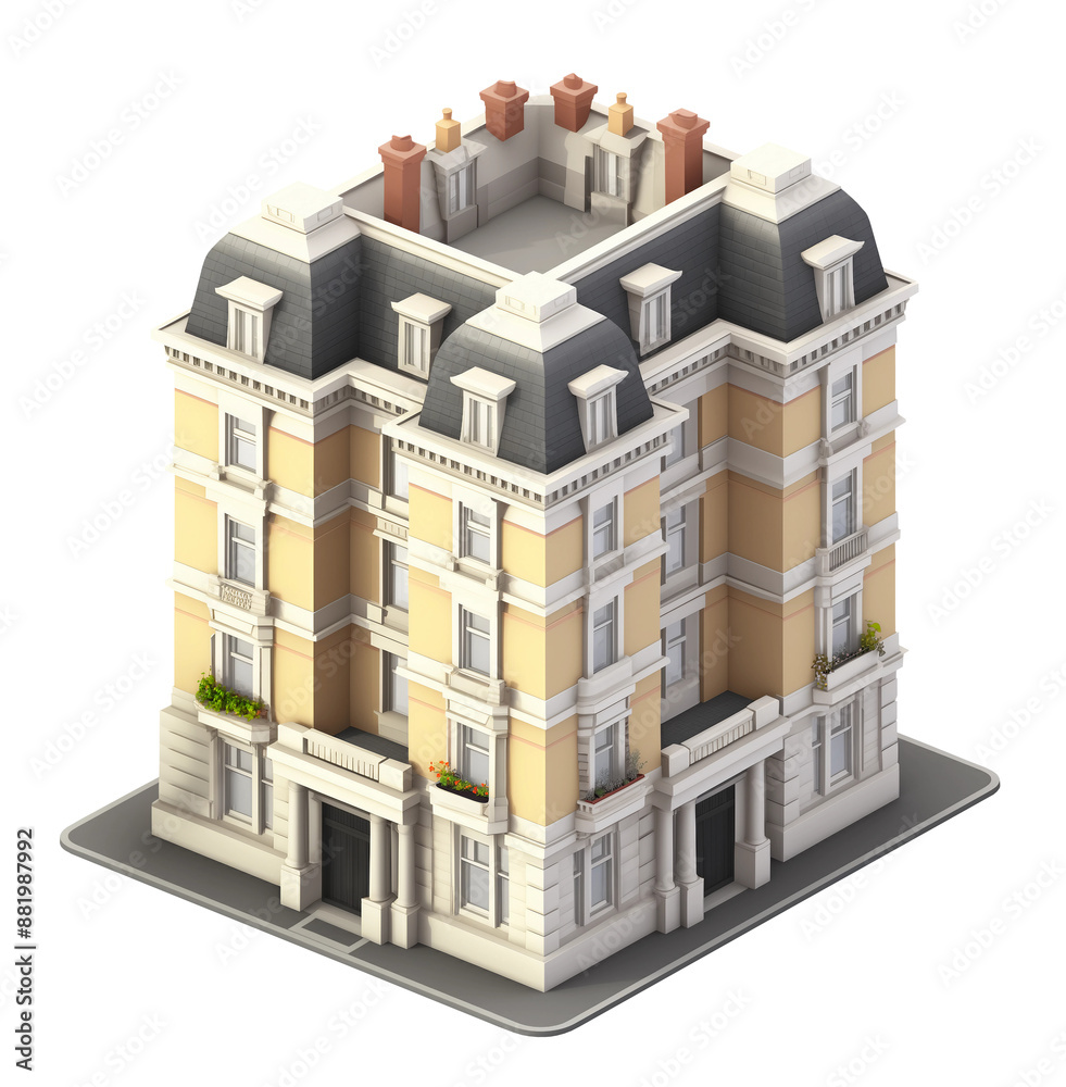 Abstract Residential Building Illustration. Isometric View. Real Estate Template. Ai Generative Abstract Residential Building Illustration. Isometric View. Real Estate Template. Ai Generative