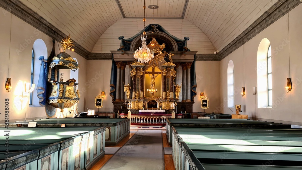 Αυτοκόλλητο Interior view of Brunflo Church in Jamtland, Sweden
