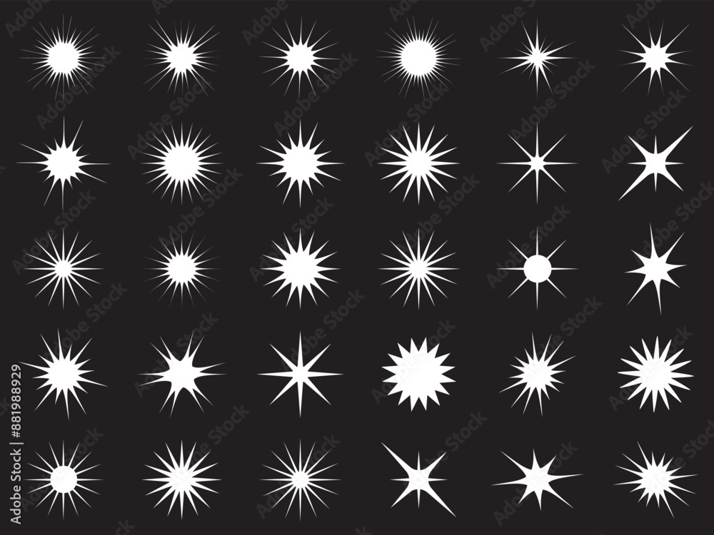 Stars collection. Star vector icons. star sparkles icon set for design, posters, projects, banners, logo, and business cards isolated on black background. Stars collection. Star vector icons. star sparkles icon set for design, posters, projects, banners, logo, and business cards isolated on black background.