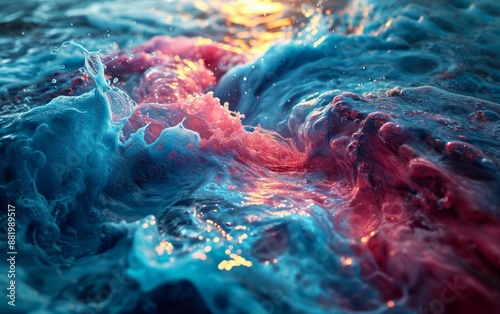 A close up view of a water ...