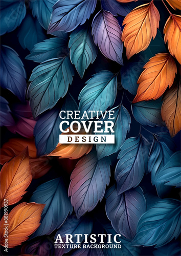 Creative atrtistic nature leaves texture template design, Luxury texture design, colorful background, colorful texture, Hand drawn texture design for fabric, invitation, print, cover, wall print photo