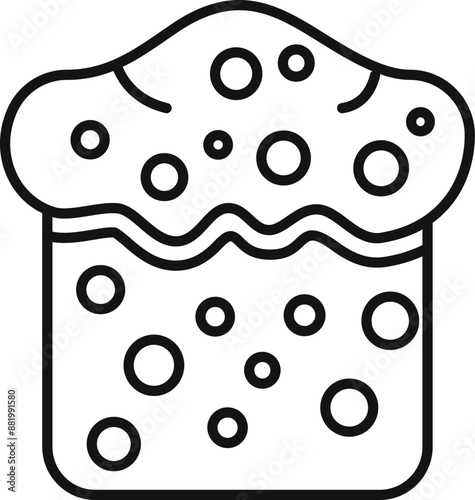 Line drawing of a glazed easter cake decorated with sprinkles, symbolizing religious tradition and celebration