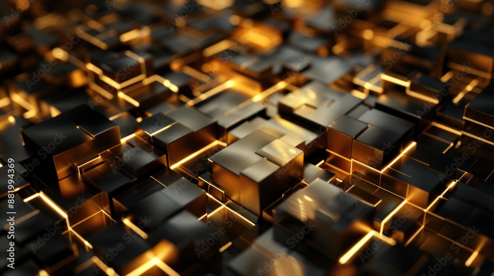 Obraz premium Golden Cubes Abstract Background