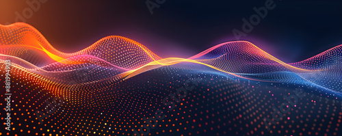 Abstract wavy lines and dots on a vibrant gradient background. Perfect for modern design with copyspace for text. © Arma
