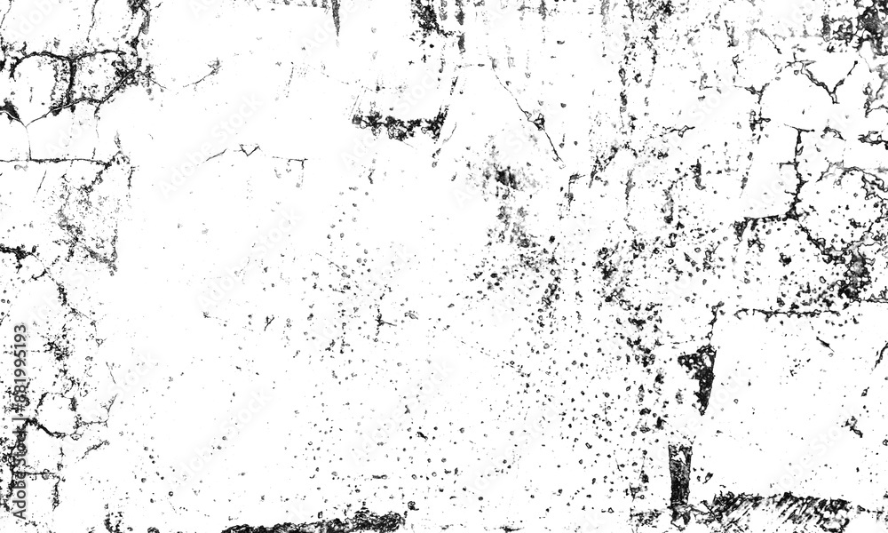 Fototapeta premium Abstract Black and White Illustration Texture. Grunge Vintage Surface with Dirty Pattern in Cracks, Spots, Dots. Abstract Monochrome Background