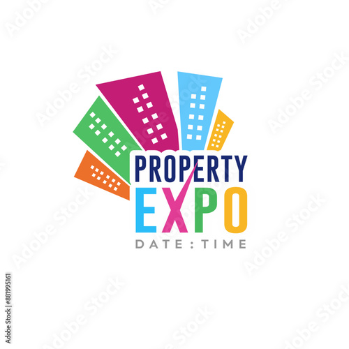 Real Estate Property Expo Logo Label Unit Vector Design Templates. Home, House, Flats, Apartments, Villas, Plots