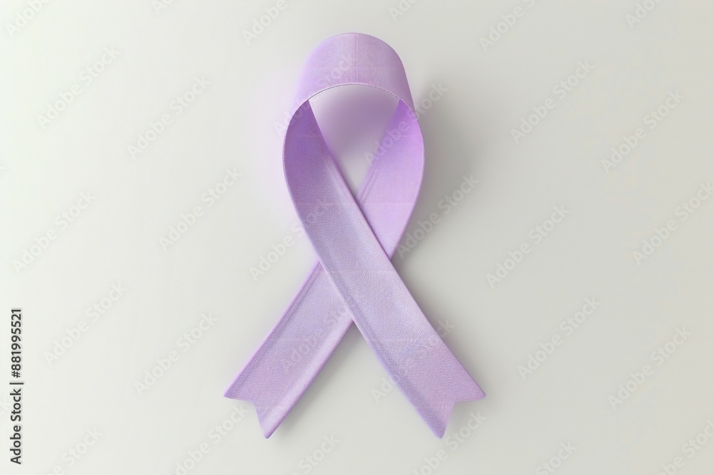 Stylish 3d render style cancer awareness ribbon in lavender color, on white background Generative Ai Stylish 3d render style cancer awareness ribbon in lavender color, on white background Generative Ai