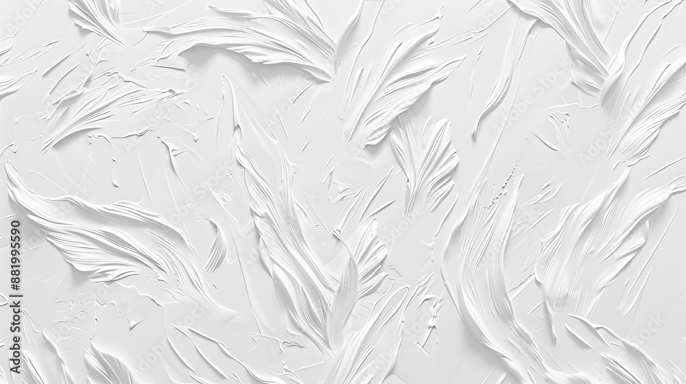 Obraz premium Textured White Paint with Grass and Leaf Pattern Background for Wallpaper and Cards