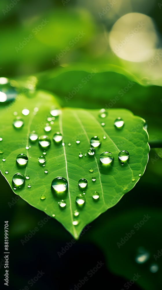 Digital dew on green leaves poster mobile background Digital dew on green leaves poster mobile background