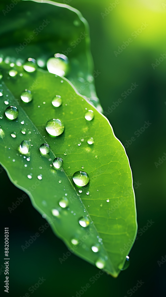 Digital dew on green leaves poster mobile background Digital dew on green leaves poster mobile background