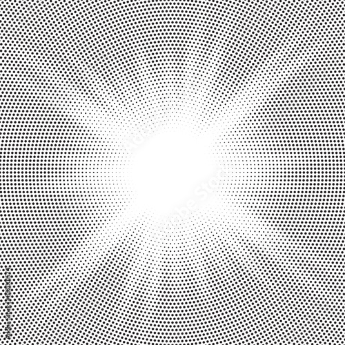 Halftone gradient sun rays pattern. abstract halftone vector dots background. monochrome dots pattern. pop art, comic small dots. star rays halftone poster. shine, explosion. sunrise rays background.	