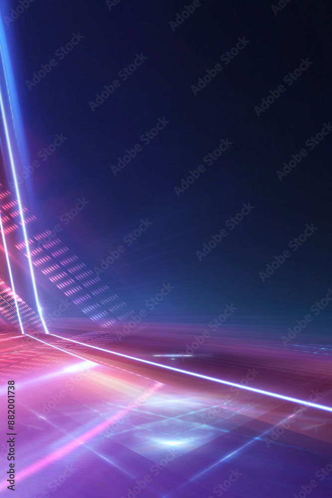 Obraz premium Abstraction with rays and neon.