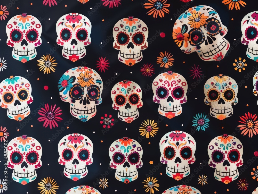 Sugar Skulls Black Background Sugar Skulls Black Background