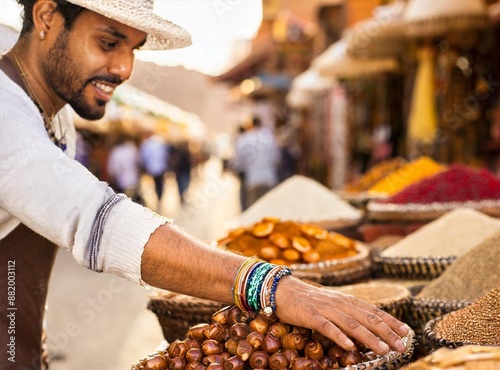 Vendor at moroccan street market,