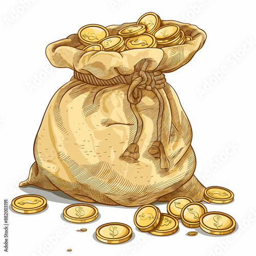 money bag with gold coins