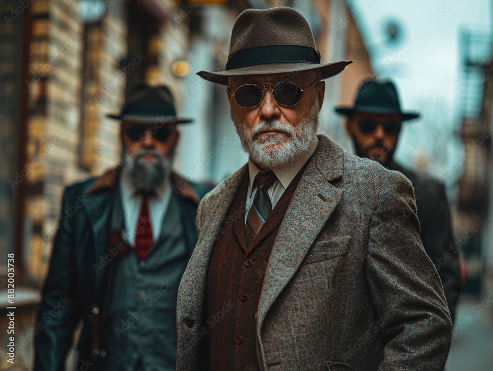 group of old school mafia gang members in suits group of old school mafia gang members in suits