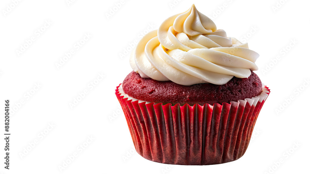 A red velvet cupcake isolated on a transparent background A red velvet cupcake isolated on a transparent background