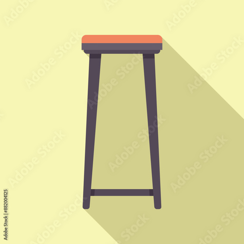 Tall bar stool with a padded seat standing on a yellow background