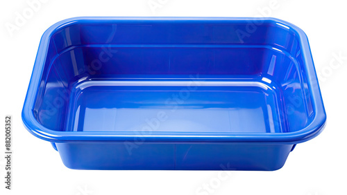 Blue plastic tub isolated on a transparent background