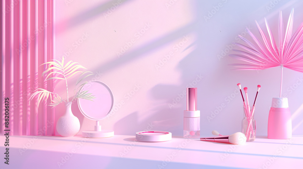 Beauty and makeup 3D icon with white wallpapers border Beauty and makeup 3D icon with white wallpapers border