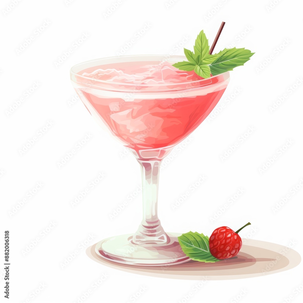 Cocktail Day with Berries, Fruits and Mint Leaves. Hand Drawn Coctail Day Sketch on White Background. Cocktail Day with Berries, Fruits and Mint Leaves. Hand Drawn Coctail Day Sketch on White Background.