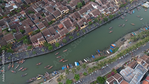 lantern boats on the thu bon river in hoi an night market in vietnam
