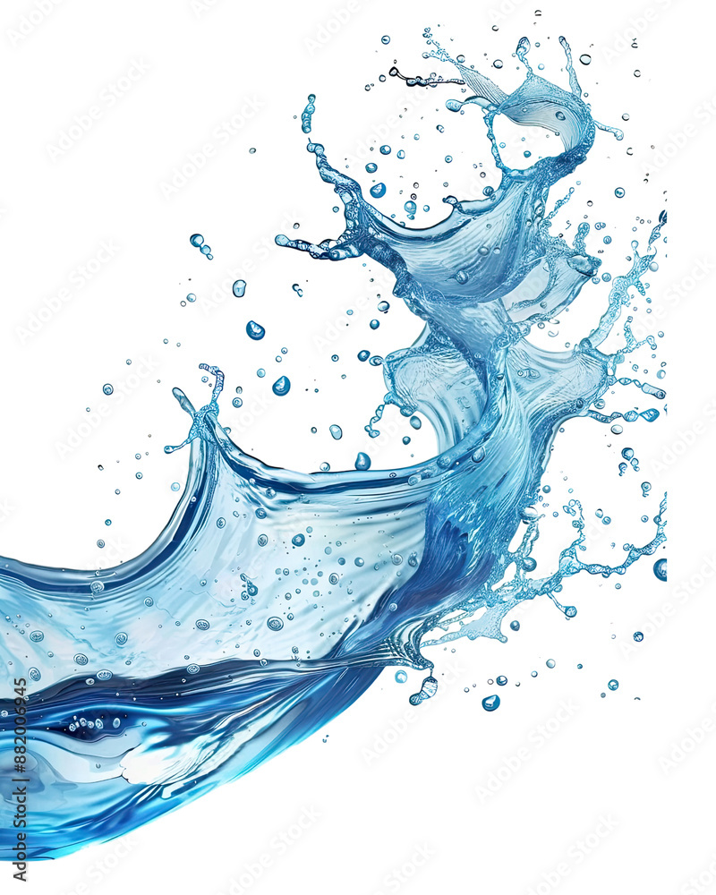 Obraz premium Blue Water Splash with Dynamic Swirls on Transparent Background