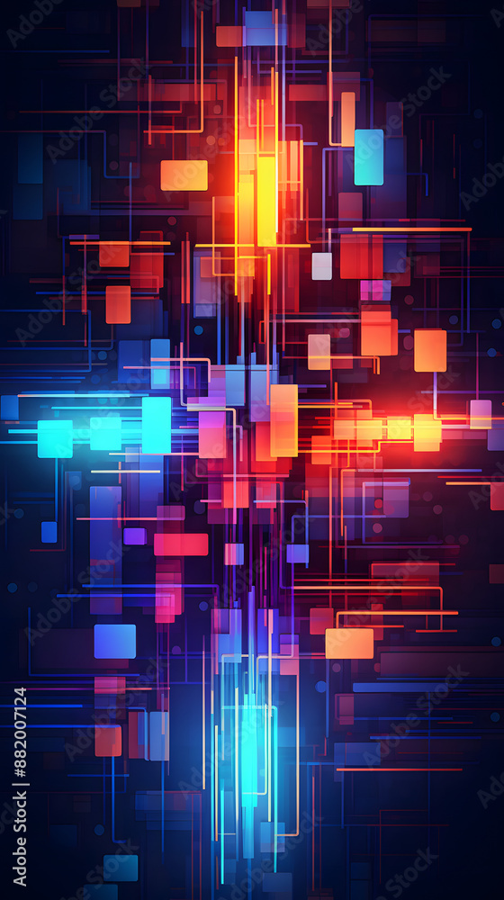 Digital neon lines in a retro futuristic style graphics poster mobile phone background Digital neon lines in a retro futuristic style graphics poster mobile phone background