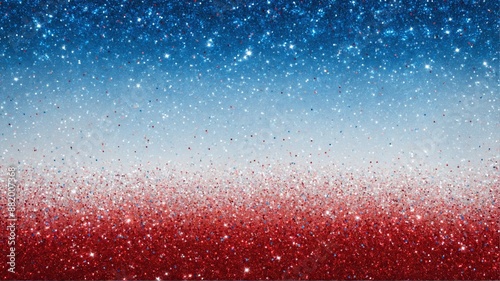 A festive and patriotic background featuring a sparkling blend of red, white, and blue glitter. Perfect for celebrating American holidays like the 4th of July, Memorial Day, and Veterans Day.