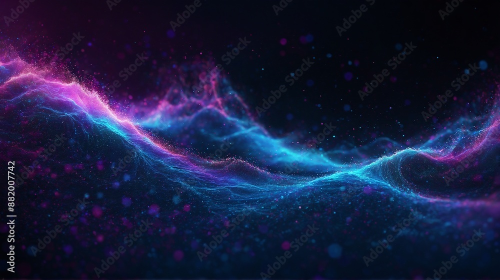 Neon Wave, A Vibrant Digital, A mesmerizing digital artwork depicting a vibrant wave of energy composed of luminescent particles, flowing seamlessly in shades of blue, pink, and purple. Neon Wave, A Vibrant Digital, A mesmerizing digital artwork depicting a vibrant wave of energy composed of luminescent particles, flowing seamlessly in shades of blue, pink, and purple.