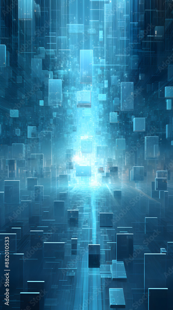 Digital blue geometric AI abstract graphics poster mobile phone background Digital blue geometric AI abstract graphics poster mobile phone background