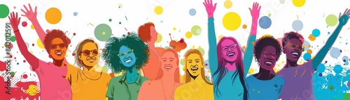 Employees celebrating diversity in the workplace, inclusive corporate environment