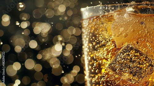 Refreshing Ginger Ale in Frosted Glass with High Contrast Bubbles
