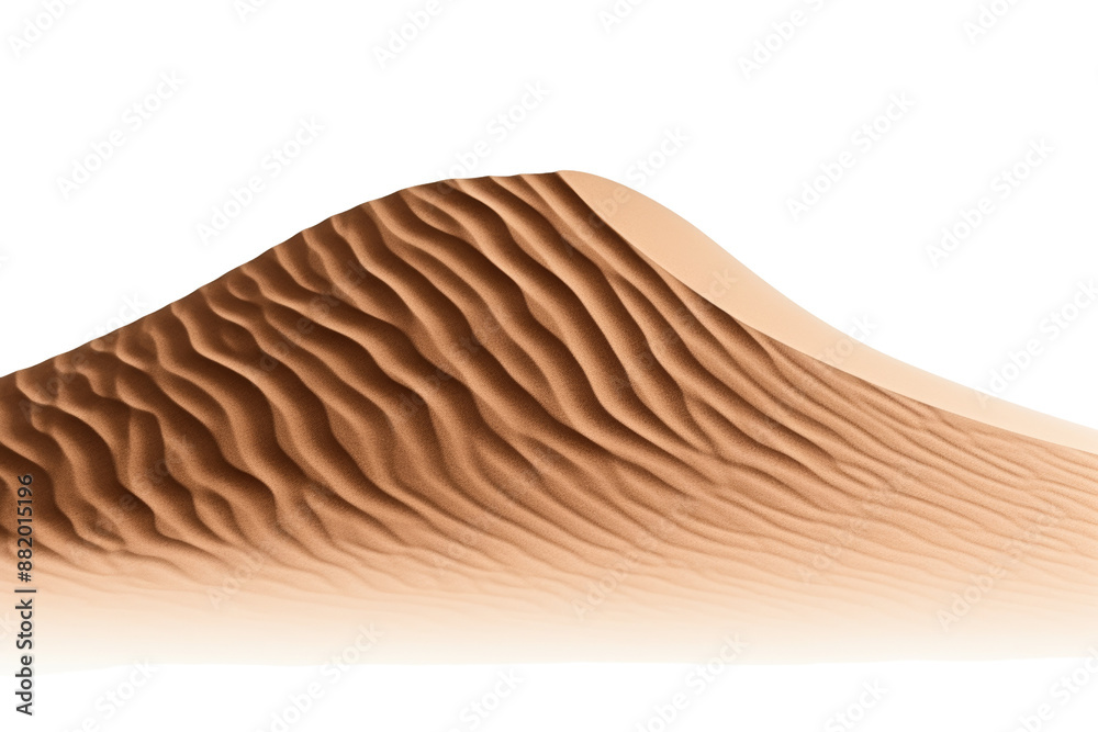 A tall dune of desert sand with ripples and shadows, Isolated on white background A tall dune of desert sand with ripples and shadows, Isolated on white background
