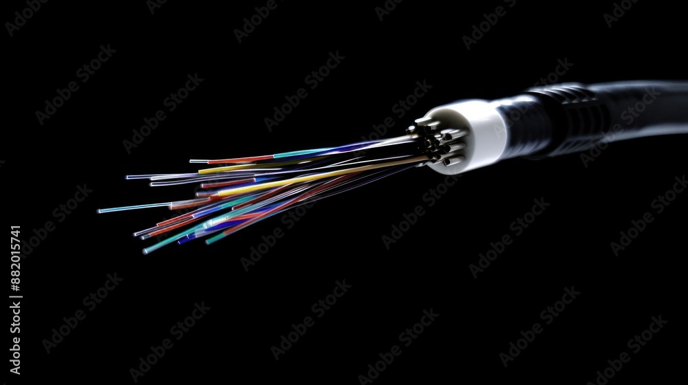 Close-up of Multi-Colored Wires Emerging from Cable Close-up of Multi-Colored Wires Emerging from Cable