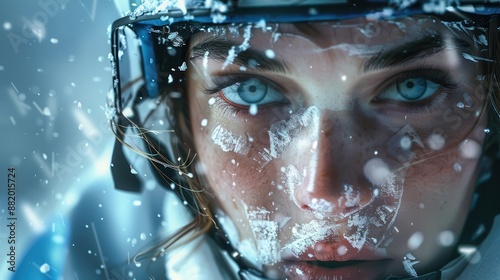 girl from women's ice hockey team, winter season 