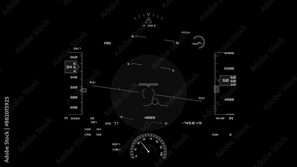 HUD Display cockpit display animation, hologram speedometer, speed indicator