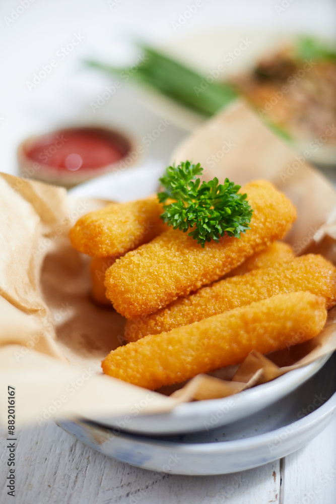 Close up Fried fish sticks. Close up Fried fish sticks.