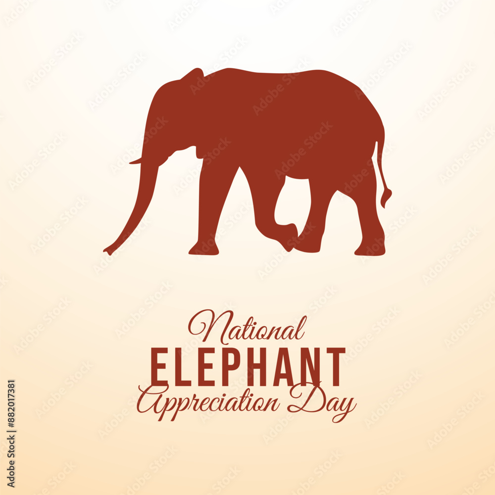 Naklejka premium National Elephant Appreciation Day vector design template good for celebration usage. Elephant Appreciation Day design. flat design. eps 10.