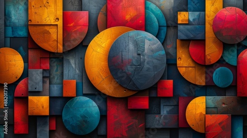 Abstract Geometric Shapes in Vivid Colors
