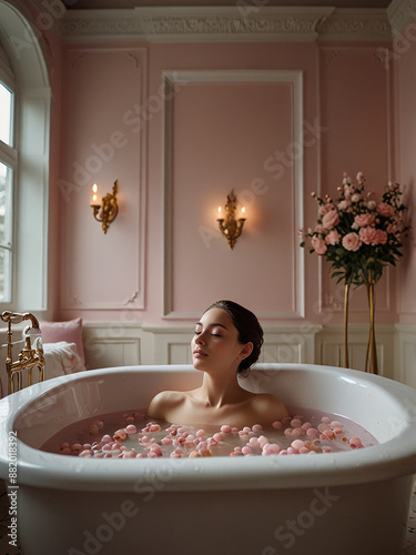 woman relaxing in a bathtub