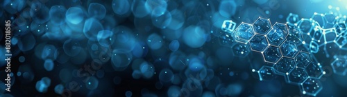 Abstract Blue Hexagon Network Pattern