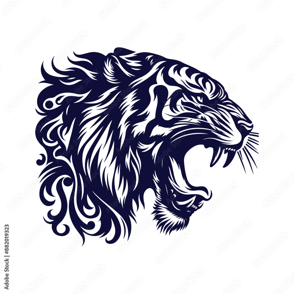 Fototapeta premium Vector Tiger silhouette design illustration template
