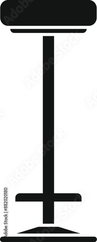 Black silhouette of a tall bar stool with footrest standing on white background