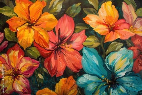 Wallpaper Mural Painting of Flowers Torontodigital.ca