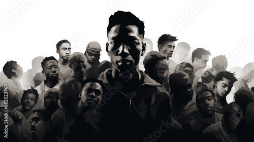 Wallpaper Mural group of guys on black and white. strength and confidence. men, flat portrait. African American community. gang, crime Torontodigital.ca