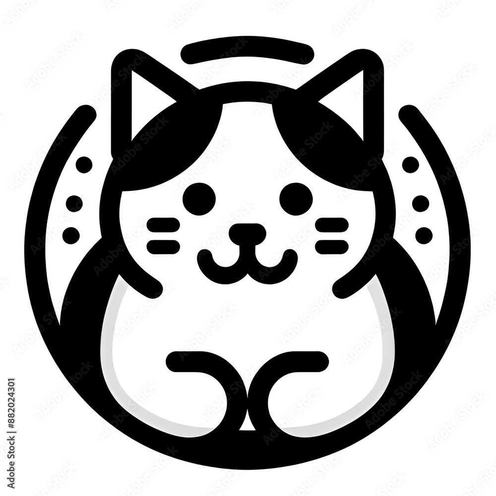 illustration, vector, icon, sticker, logo The cat image is in the center on a transparent background illustration, vector, icon, sticker, logo The cat image is in the center on a transparent background